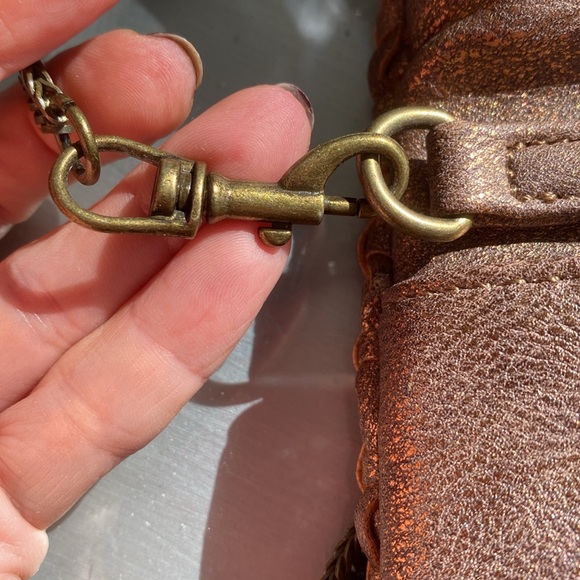 NWOT Anthropologie Deux Lux rose gold woven foldover bag - Picture 9 of 10